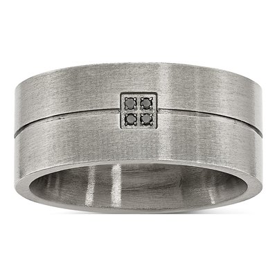 Stainless Steel Diamond Wedding Band