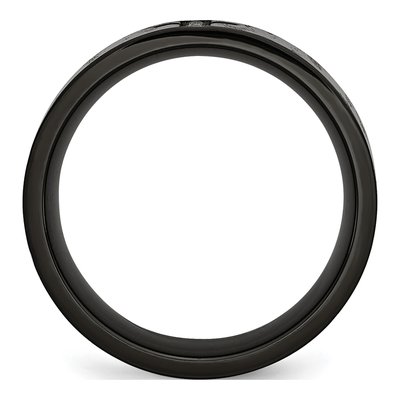 Black Stainless Steel 1/20 ct tw Diamond Cross Wedding Band – view 2