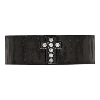 Black Stainless Steel 1/20 ct tw Diamond Cross Wedding Band – view 4