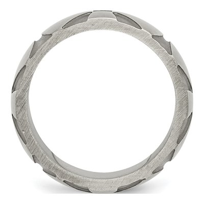 Stainless Steel 1/20 ct tw Diamond Cross Wedding Band – view 3