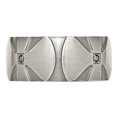Stainless Steel 1/20 ct tw Diamond Cross Wedding Band – view 4