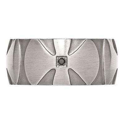 Stainless Steel 1/20 ct tw Diamond Cross Wedding Band – view 5