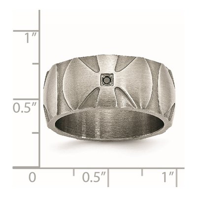 Stainless Steel 1/20 ct tw Diamond Cross Wedding Band – view 8