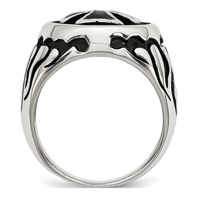 Men's Black Stainless Steel Cross Ring – view 3