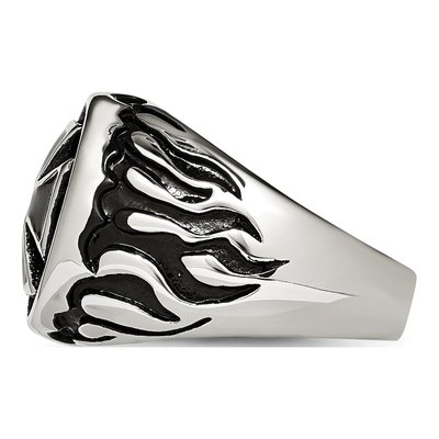 Men's Black Stainless Steel Cross Ring – view 4