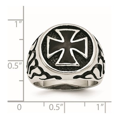 Men's Black Stainless Steel Cross Ring – view 8