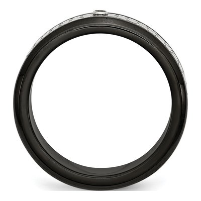 Black Stainless Steel Diamond Wedding Band – view 3