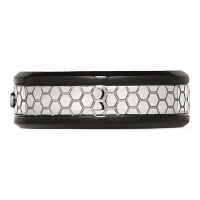 Black Stainless Steel Diamond Wedding Band – view 4