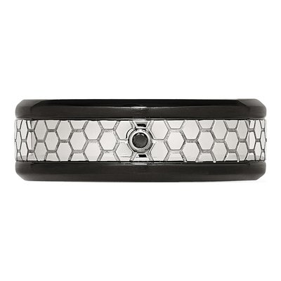 Black Stainless Steel Diamond Wedding Band – view 5