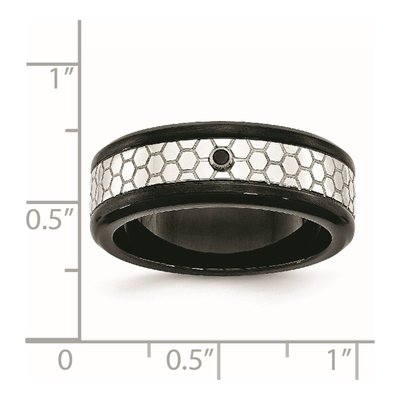 Black Stainless Steel Diamond Wedding Band – view 8