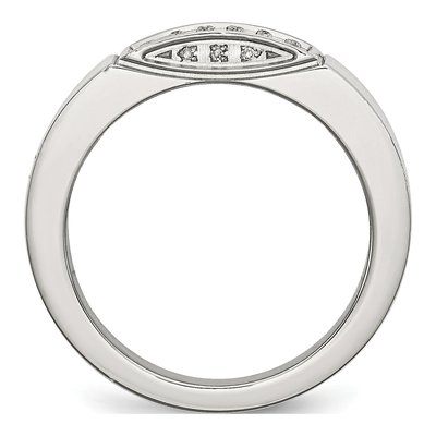 Stainless Steel 1/10 ct tw Diamond Wedding Band – view 3