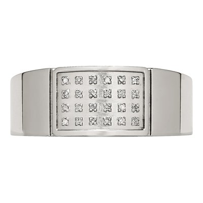 Stainless Steel 1/10 ct tw Diamond Wedding Band – view 5