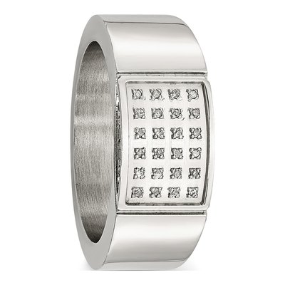 Stainless Steel 1/10 ct tw Diamond Wedding Band – view 6