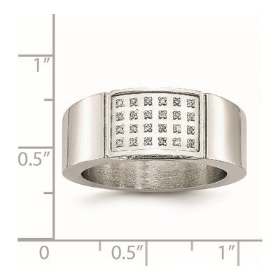 Stainless Steel 1/10 ct tw Diamond Wedding Band – view 8