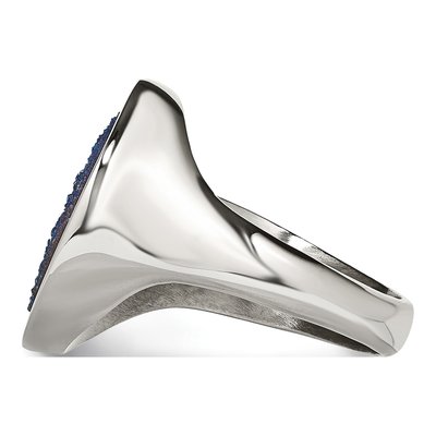 Stainless Steel Blue Druzy Ring – view 4