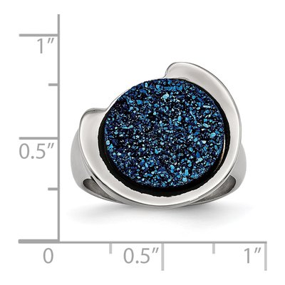 Stainless Steel Blue Druzy Ring – view 7
