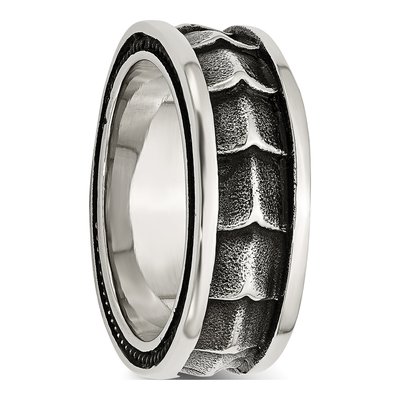 Stainless Steel 9mm Antiqued Wedding Band – view 5