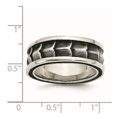 Stainless Steel 9mm Antiqued Wedding Band – view 7