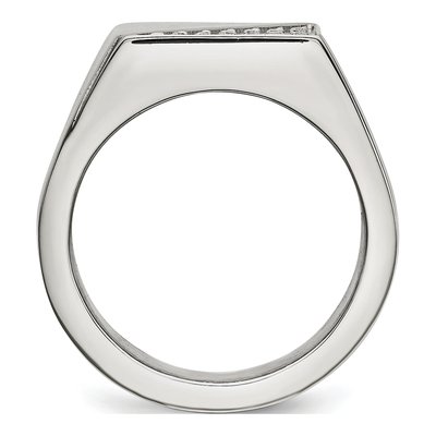 Men's Stainless Steel Crystal Signet Ring – view 3