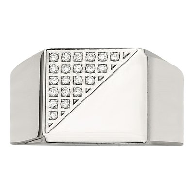 Men's Stainless Steel Crystal Signet Ring – view 5