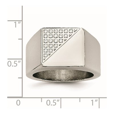 Men's Stainless Steel Crystal Signet Ring – view 7