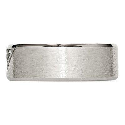 Stainless Steel CZ Beveled Wedding Band – view 4