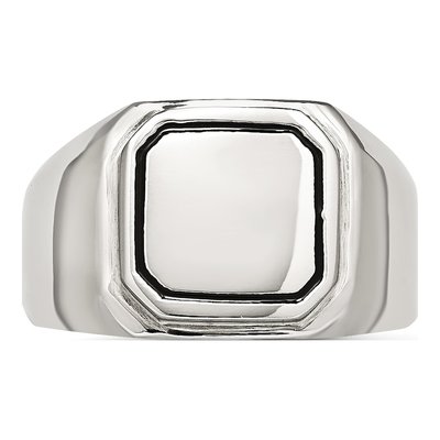 Men's Stainless Steel Black Enamel Ring – view 5