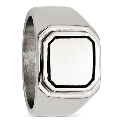 Men's Stainless Steel Black Enamel Ring – view 6