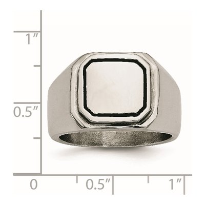 Men's Stainless Steel Black Enamel Ring – view 8