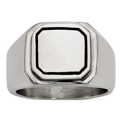 Men's Stainless Steel Black Enamel Ring