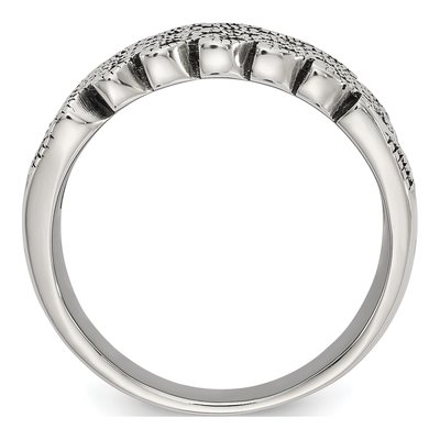 Stainless Steel Antiqued Marcasite Ring – view 3