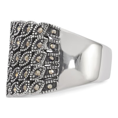Stainless Steel Antiqued Marcasite Ring – view 5