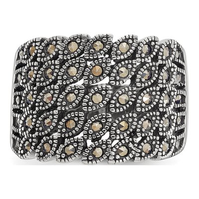 Stainless Steel Antiqued Marcasite Ring – view 6