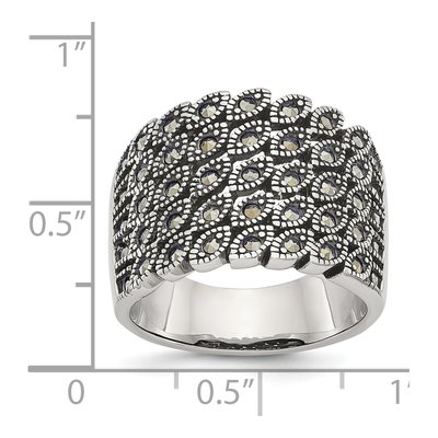 Stainless Steel Antiqued Marcasite Ring – view 7