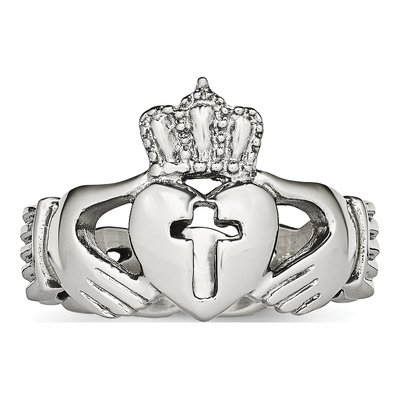 Stainless Steel Claddagh Cross Ring – view 5