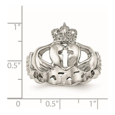 Stainless Steel Claddagh Cross Ring – view 8