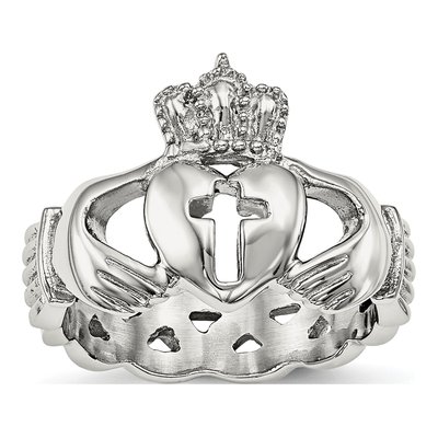 Stainless Steel Claddagh Cross Ring