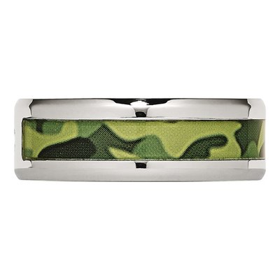 Stainless Steel CZ Camo Rubber Wedding Band – view 4