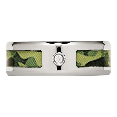 Stainless Steel CZ Camo Rubber Wedding Band – view 5
