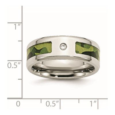 Stainless Steel CZ Camo Rubber Wedding Band – view 8