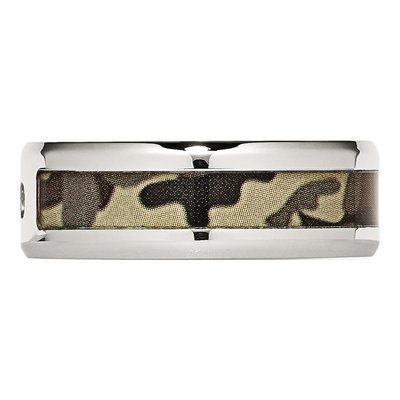 Stainless Steel CZ Camo Wedding Band – view 4