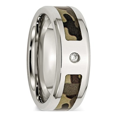 Stainless Steel CZ Camo Wedding Band – view 6