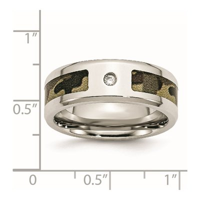 Stainless Steel CZ Camo Wedding Band – view 8