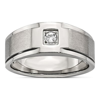 Men's Stainless Steel CZ Ring