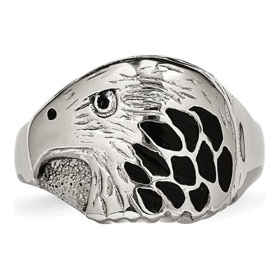 Men's Stainless Steel Black Enamel Eagle Ring – view 5
