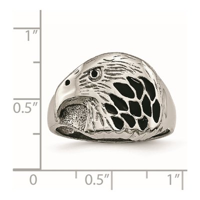 Men's Stainless Steel Black Enamel Eagle Ring – view 7