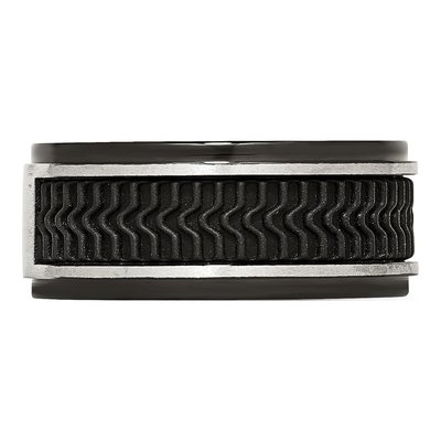 Black Stainless Steel 10mm Rubber Inlay Wedding Band – view 4