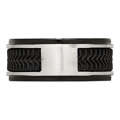Black Stainless Steel 10mm Rubber Inlay Wedding Band – view 5