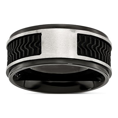 Black Stainless Steel 10mm Rubber Inlay Wedding Band – view 6