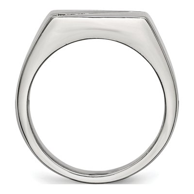 Men's Stainless Steel CZ Signet Ring – view 3